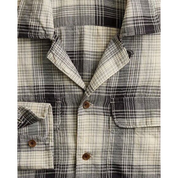 NWT J Crew Cotton Hemp Flannel Plaid Shirt Tan Black Mens Size L $118 [jb] - Picture 4 of 8